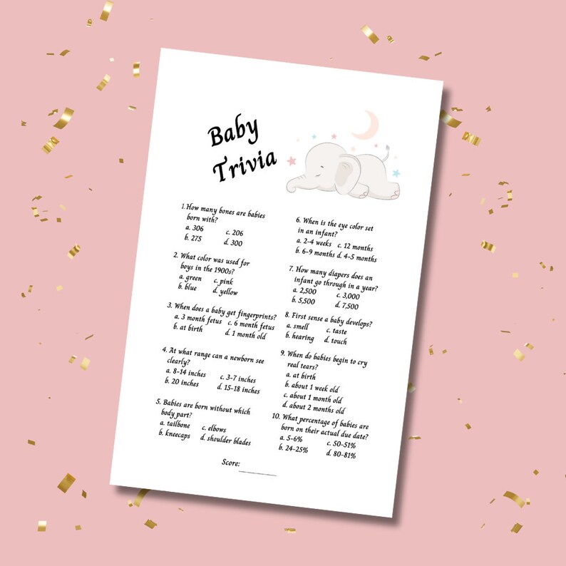 Pink Elephant Baby Shower, Printable Baby Shower Games, Editable ...
