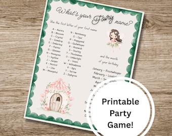 Fairy Name Party Game, Woodland Theme, Fairytale Birthday Party, Printable PDF