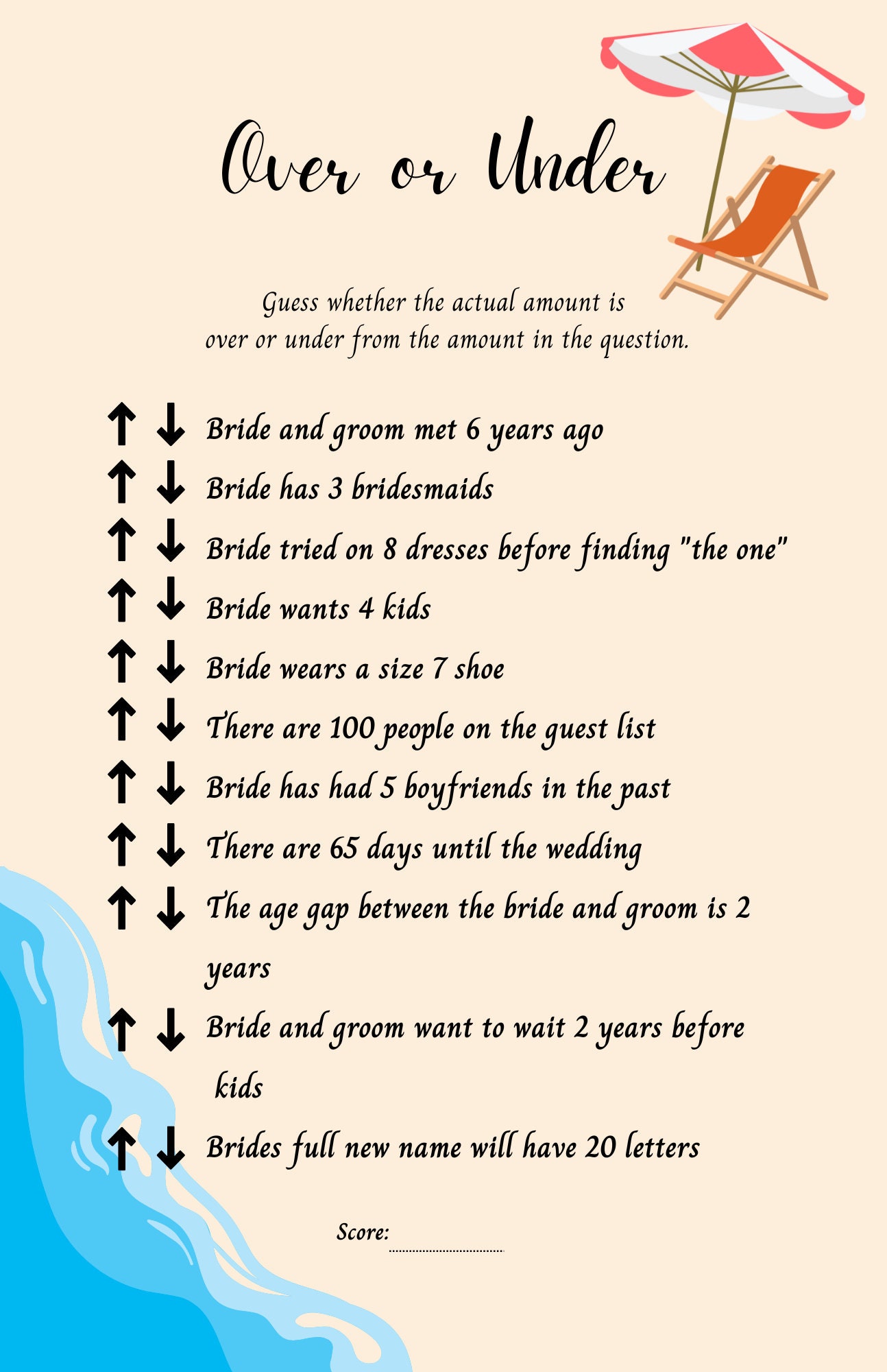 Bridal Shower Games Beach Bridal Shower Editable Invitation Etsy