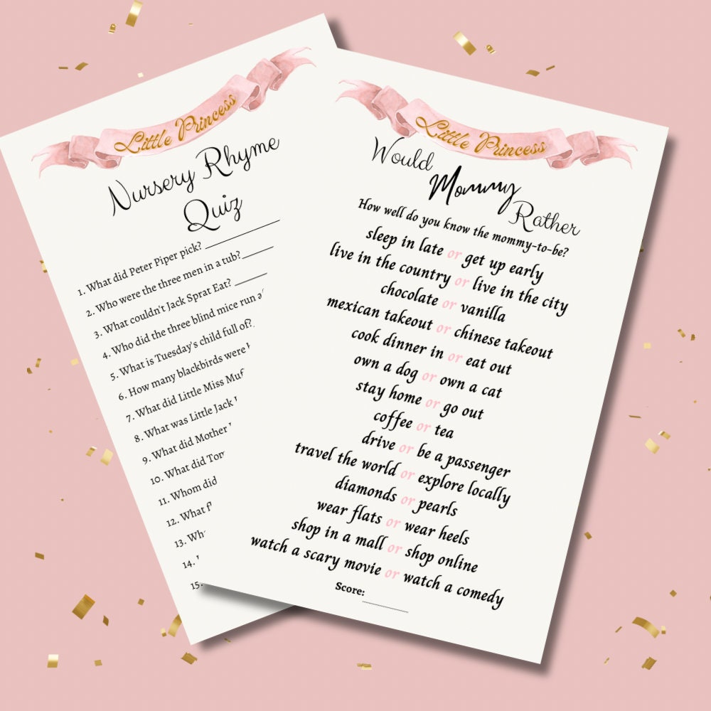 Little Princess Baby Shower Printable Baby Shower Games - Etsy