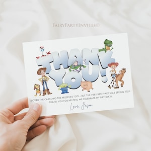 Toy Story Dankeschön Karte Vorlage, Toy Story Geburtstag Dankeschön Karte Sofort Download, Toy Story Geburtstag bearbeitbare Dankeskarte - TS01