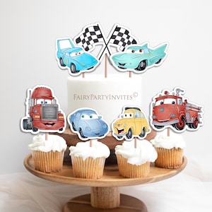 Cars Cupcake Topper, Cars Printable Cupcake Topper, Cars Giveaways Label, Cars Lightning McQueen Cake Topper Instant Download - LM01