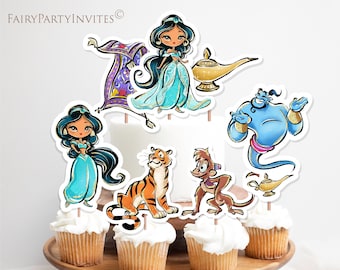 Jasmine Cupcake Topper, Jasmine Printable Cupcake Topper, Jasmine Giveaways label, Jasmine Cake Topper Instant Download - PJ01
