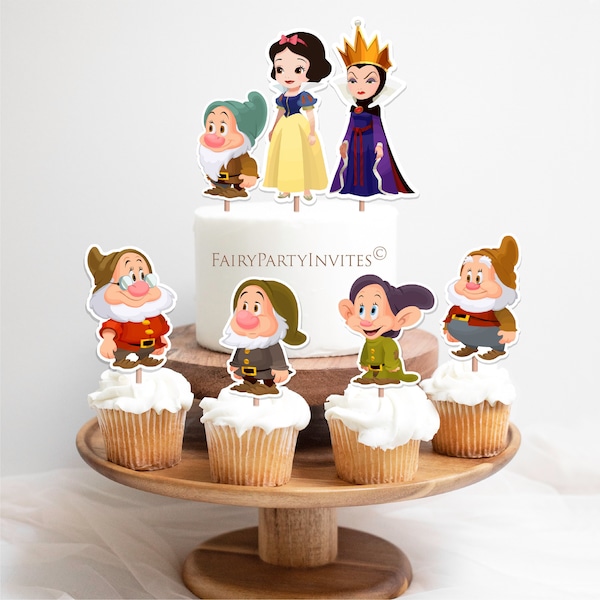 Schneewittchen Cupcake Topper, Schneewittchen Cupcake Topper, Schneewittchen Giveaways Label, Schneewittchen Cake Topper, Schneewittchen