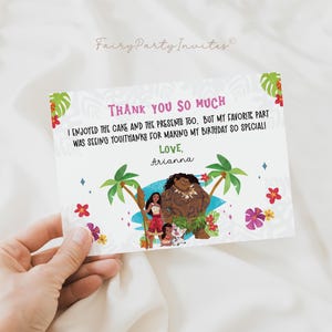 Moana Dankeskartenvorlage, Moana Geburtstags-Dankeskarte, Moana Bearbeitbare Dankeskarte, Moana Einladung - MOA01