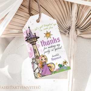 Tangled Editable Instant Download Favor Tag, Tangled Gift Thank You Tag, Tangled Birthday Party Favor Tag - RAP01