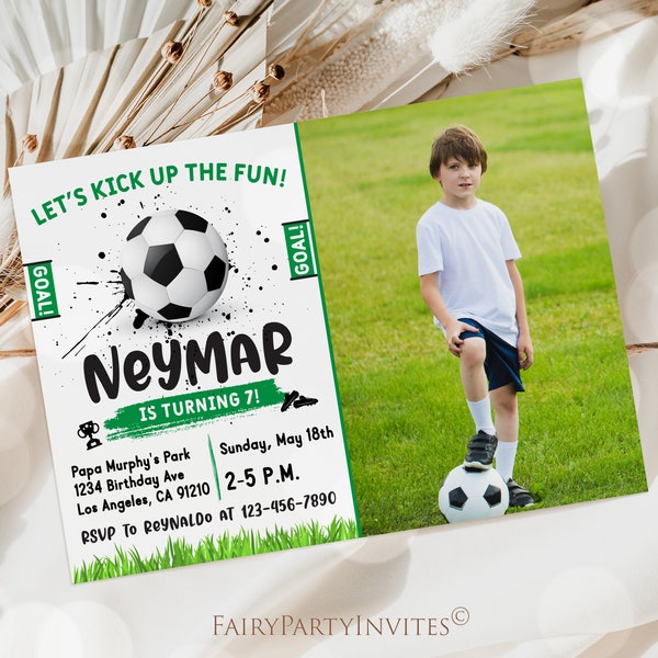 Soccer Digital Birthday Invitation Template Printable, Soccer Football Birthday Invitation, Editable Soccer Football Invitation – SW01