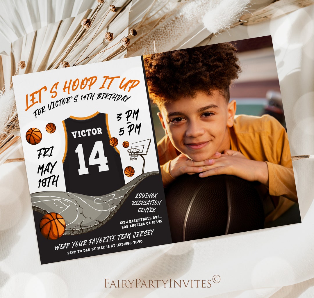 Basketball Birthday Invitation Template Printable, Basketball Birthday