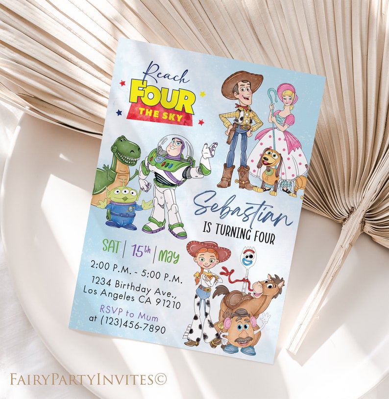 Toy Story 5x7 Birthday Invitation, Instant Download Editable Template