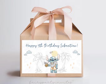 Lilo and Stitch Gable Box Label: Party Geschenk Mitbringsel (Digital)