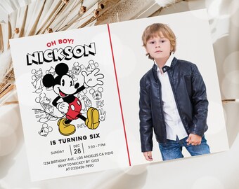 Mickey Mouse Birthday Invitation Template: Editable Party Invite