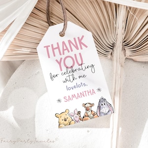 Winnie The Pooh Editable Favor Tag, Winnie The Pooh Gift Thank You Tag Instant Download, Winnie The Pooh Party Favor Tag – WTP01