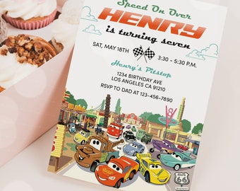 Cars Birthday Invitation Template: Lightning McQueen Editable (Digital Download)