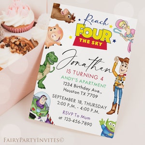 Toy Story Birthday Invitation Template, Toy Story Invitation, Toy Story Thank You Tag, Toy Story Birthday Editable Invitation TS01 image 1