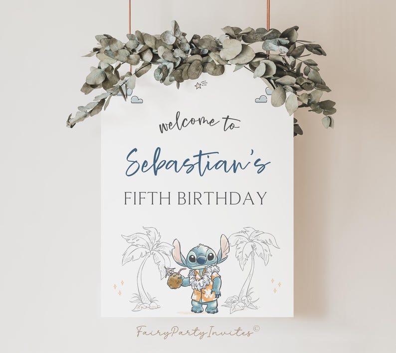 Stitch Welcome Banner, Lilo and Stitch Welcome Board, Lilo and Stitch Printable Welcome Banner, Lilo Stitch Editable Welcome Sign