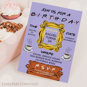 Friends Birthday Invitation Template, TV Show Theme (Digital Download)