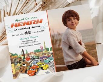 Cars Birthday Invitation Template: Lightning McQueen Editable (Digital Download)