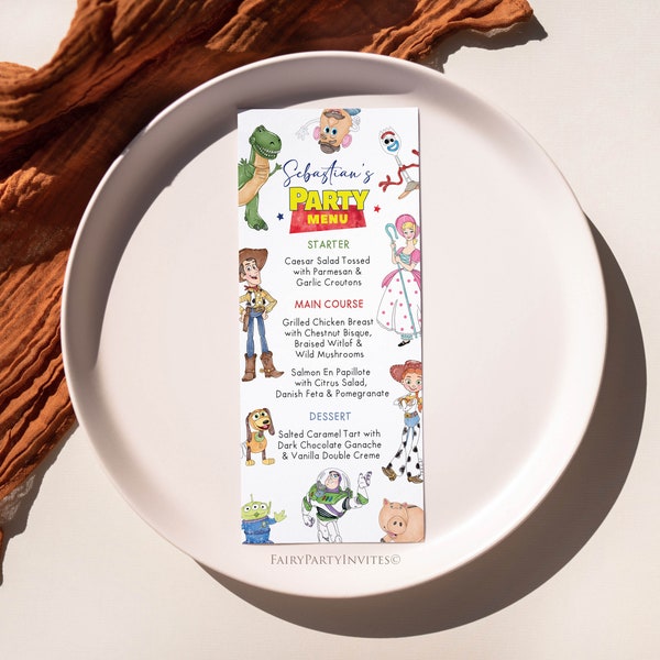 Toy Story Birthday Menu Template: Printable, Editable (Instant Download)