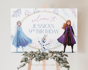 Frozen Birthday Welcome Sign: Princess Party Decor (Digital Download)