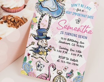 Alice in Wonderland Birthday Invitation Template Printable, Alice in Wonderland Birthday Invitation, Editable Alice Invitation – AIW201