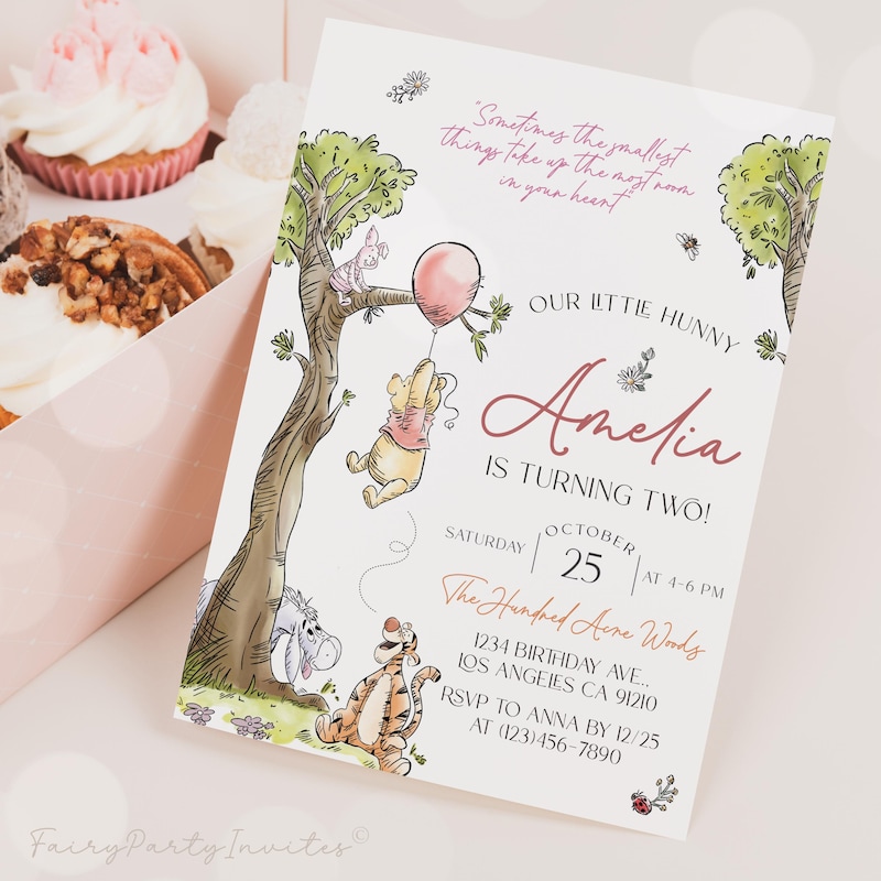 Winnie the Pooh Invitations Etsy