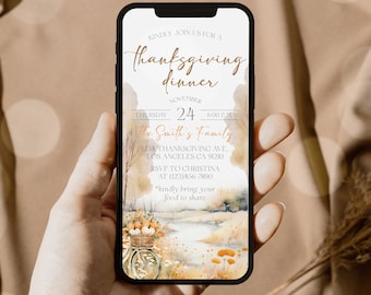 Thanksgiving Dinner Invitation Template: Editable Phone Invite (Digital)