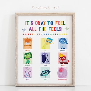 Plakat Inside Out Emotions, Plakat Inside Out Phrase, Dekoracja stołu na imprezę Inside Out, Plakat Inside Out, Plakat artystyczny na imprezę Inside Out - IOUT01