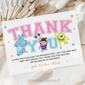 Monster Inc Thank You Card Template, Monster Inc Birthday Thank You ...