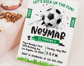 Soccer Digital Birthday Invitation Template Printable, Soccer Football Birthday Invitation, Editable Soccer Football Invitation – SW01
