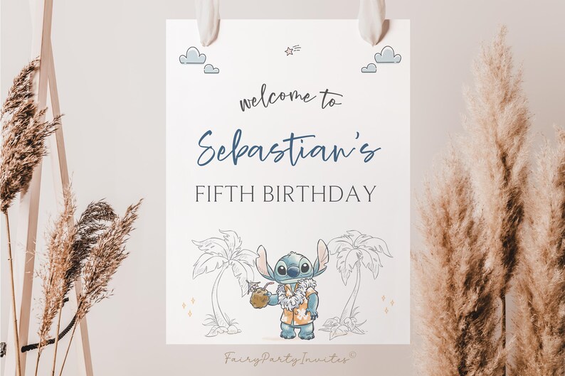 Stitch Welcome Banner, Lilo and Stitch Welcome Board, Lilo and Stitch Printable Welcome Banner, Lilo Stitch Editable Welcome Sign