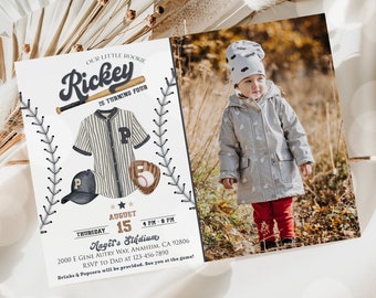 Editable Baseball Birthday Invitation Template (Digital Download)