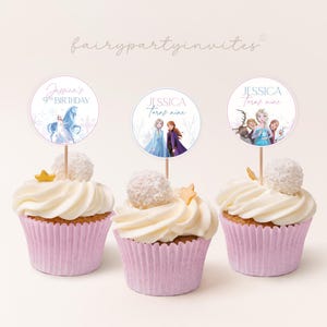 Topper per cupcake principessa di ghiaccio, Topper per cupcake stampabile principessa di ghiaccio, Topper principessa di ghiaccio, Topper per torta principessa di ghiaccio Download immediato - FR01