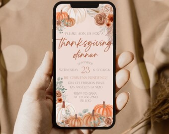 Thanksgiving Dinner Invitation Template: Editable Phone Invite