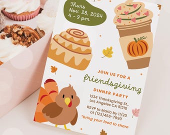 Editable Friendsgiving Dinner Invitation Template (Digital Download)