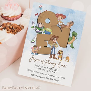 Toy Story Birthday Invitation Template, Toy Story Invitation, Toy Story Thank You Tag, Toy Story First Birthday Editable Invitation - TS01