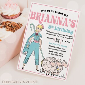 Toy Story Birthday Invitation Template, Toy Story Bo Peep Invitation, Toy Story Thank You Tag, Toy Story Birthday Editable Invitation - TS01