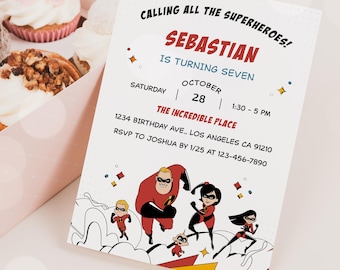 The Incredibles Birthday Invitation Template: Editable 5x7 (Digital Download)