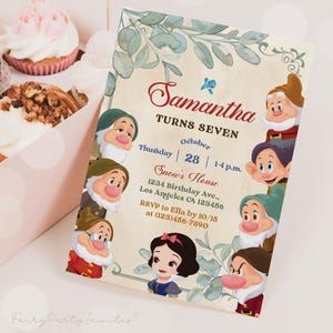 Snow White Birthday Invitation, Snow White Invitation, Snow White Thank You Tag, Snow White Birthday Invite, Snow White Invitation – SW01