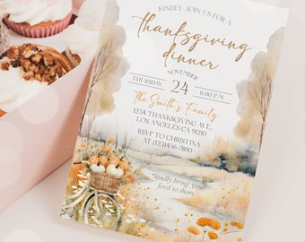 Editable Thanksgiving Dinner Invitation Template (Digital Download)