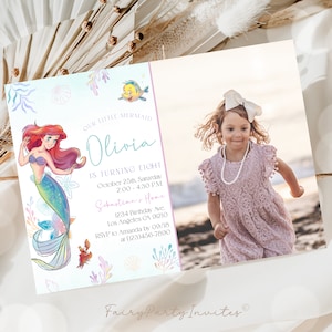 Little Mermaid Ariel Invitation Template, Little Mermaid Ariel Invitation, Little Mermaid Ariel Birthday Editable Invite – TLM01