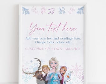 Ice Princess Birthday Party Table Sign (Digital Download)