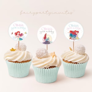 The Little Mermaid Cupcake Topper, The Little Mermaid Printable Cupcake Topper, The Little Mermaid Cupcake Cake Toppers - TLM01