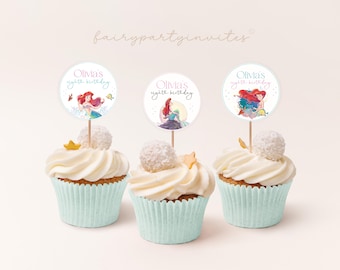The Little Mermaid Cupcake Topper, The Little Mermaid Printable Cupcake Topper, The Little Mermaid Cupcake Cake Toppers - TLM01