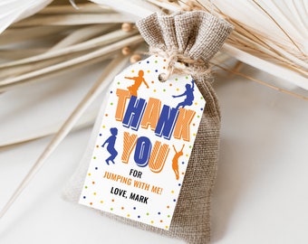 Trampoline Birthday Party Favor Tag: Editable Thank You Gift (Digital Download)