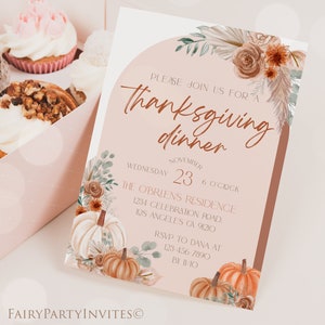 Thanksgiving Invitation Template Printable, Thanksgiving Instant Download Invitation, Editable Thanksgiving Invitation – TKS01