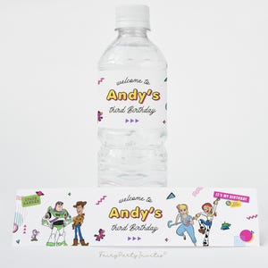 Toy Story Water Bottle Label Template, Toy Story Bottle Wrapper, Toy Story Party Favor Birthday Instant Download, Toy Story Label - SS01