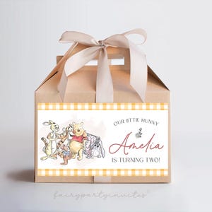 Étiquette de boîte à pignon Winnie l'ourson, étiquette de boîte à gâteries cadeau Winnie l'ourson, étiquette de boîte à pignon fête Winnie l'ourson - WTP01