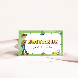 Toy Story Tischkartenvorlage, Toy Story Food Tent Bearbeitbare Vorlage, Toy Story Folded Label Zeltkarte, Toy Story Tischkarte - SS01