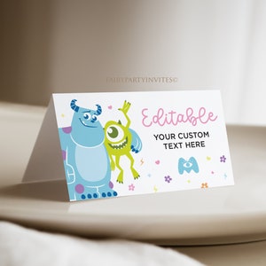 Monsters Inc Tischkarte Sofort Download, Monsters Inc Food Tent editierbare Vorlage, Monsters Inc Folded Tent Card - MON01