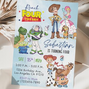 Toy Story 5x7 Birthday Invitation, Instant Download Editable Template